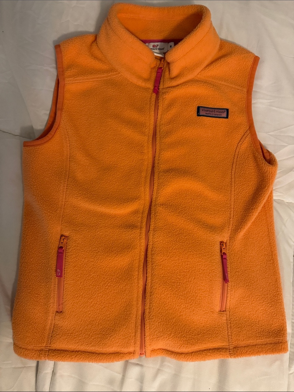 Vineyard Vines Bright Orange Fleece Zip Vest